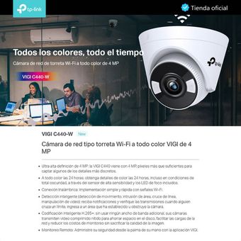 Tp-link, Cámara Seguridad Wifi Turret 4mp Color, Vigi C440-w Color Blanco