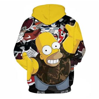 Sudadera con capucha para 3D estampado de moda Simpson Sudadera de manga larga con capucha de cuerpo gordo dibujos animados Simpsons hombres abrigo de alta calidad WPT179 