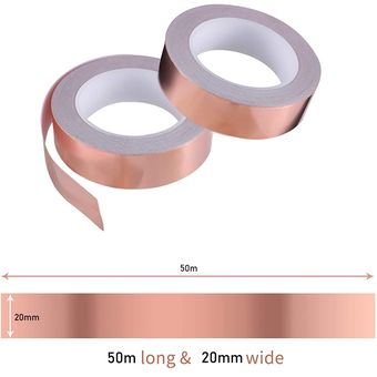 Cinta de lámina de cobre de 20 mm x 50 M para adhesivo condu 