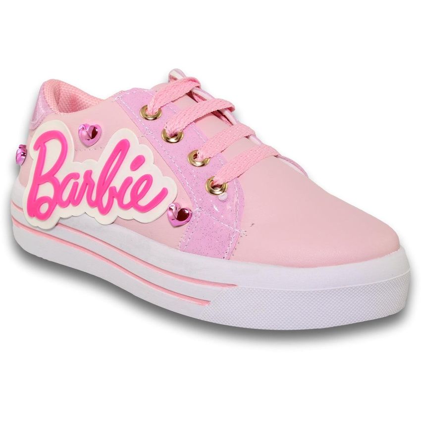 Tenis Para Niña De Barbie con Corazones Estilo 0100Ba17 Acabado Simipiel Color Rosa