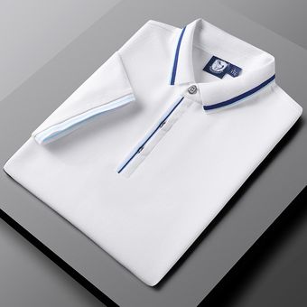 polo de solapa de negocios de alta calidad blanco Nueva camiseta de manga corta para hombre M-5XL 