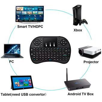 Mini Teclado Inalambrico Usb Iluminado Smart Tv Box Xbox Pc Color Del  Teclado Negro