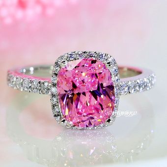 Girl Crystal Cz Stone Ring Boho 925 Anillo De Color Rosa El 