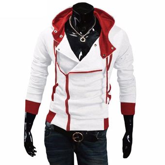 Swagwhat Zipper Cardigan Hoodies Men Hooded Sweatshirts Spring Spring Sportswear Long Sleeve Slim Tracksuit Jacket（#Black Red） 