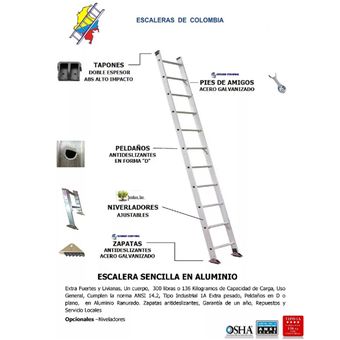 Escalera Telescópica Con Gancho Escalera De Tijera De Aluminio Plata 3,2m