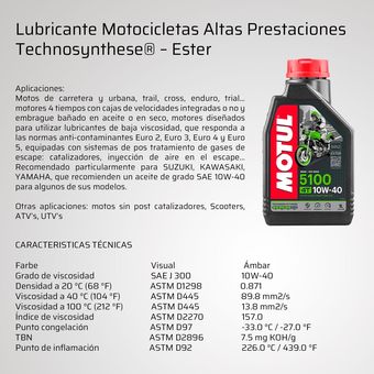 Caja De Aceites Emisintetico Para Moto Motul 4t 10w40 12pz 5100 Color Negro