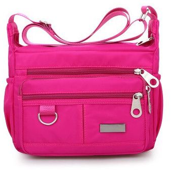 #Hot Pink Las nuevas mujeres bolsas de mensajero para Grils impermeable de Nylon Bolsos Bolso de hombro femenino señoras bolso Bolsa Sac principal 