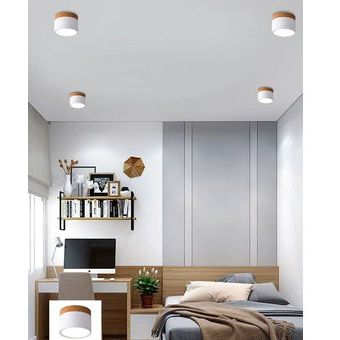 Downlight LED Regulable 12W Lámpara de techo Madera blanco cálido 