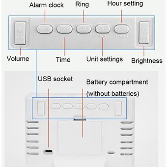 Despertador electrónico multifuncional de cabecera LED 