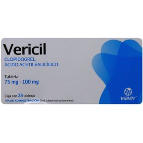 Vericil Clopidogrel 28 tabletas 75/100mg