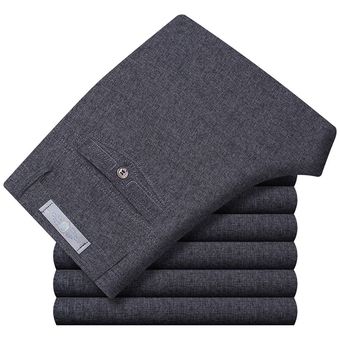 #3602 Blue Gray Pants Pantalones informales de lino para hombre,pantalón Formal,clásico,transpirable,9 colores,para oficina 