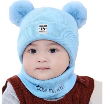 Sombrero de niño con cuello con cuello lindo sombrero cálido recién nacido oreja de punto para niño 