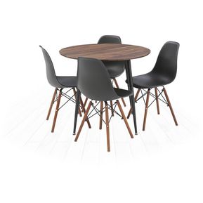 Comedor Miso/Oslo con 4 sillas Color Nogal y Negro TU GOW