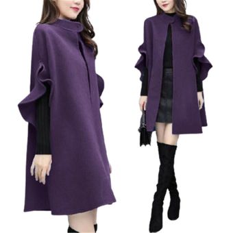 Chaqueta Gabardina de capa larga de moda casual cálida para mujer Púrpura 