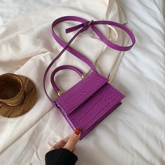 Mini bolso cruzado con patrón de piedra para mujer con asa superior bandolera de hombro bolsa cruzada de viaje #Purple 