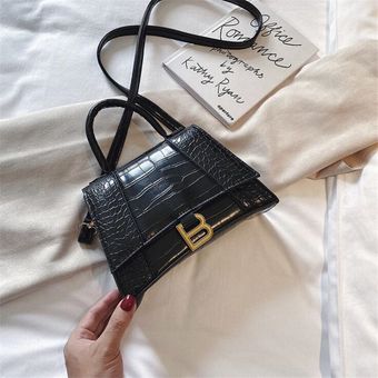 #15cmx21cmx7cm Vintage negro bolsos de las mujeres patrón de cocodrilo bolso de hombro tipo bandolera para mujeres bolsas de mano de diseñador de embrague bolsa 