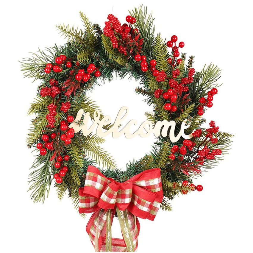 Navidad adornos adornos pared puerta colgando flor guirnalda navidad anillo de vid