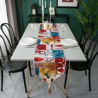 decoración de mesa y Corredores de mesa modernos de lino para boda 