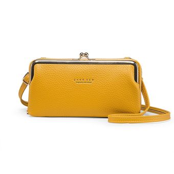 #Yellow Bolso pequeño de diseñador de lujo para mujer bandolera de cuero suave con bolsillo para teléfono móvil 