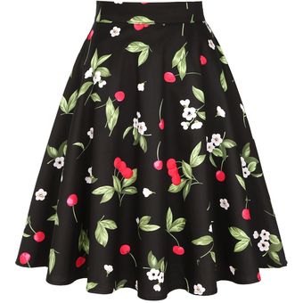 faldas de cint Faldas de algodón con estampado de flores para mujer 