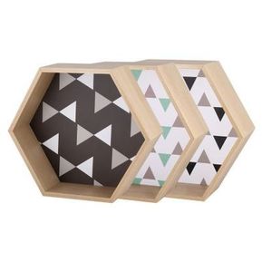 Set 3 repisas con diseños hexagonal