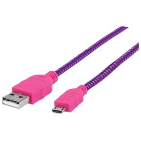 MANHATTAN - CABLE USB V2.0 A-MICRO B 1.0M ROSA/MORADO