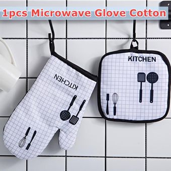 2 unidset guantes de horno olla conjuntos de soportes de microondas para hornear barbacoa guante de algodón lindo manoplas de horno delantal de cocina herramientas de Mitten 