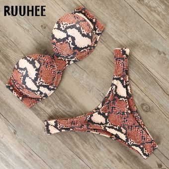 RUUHEE-Bikini con estampado de leopardo para mujer  traje de baño de.. 