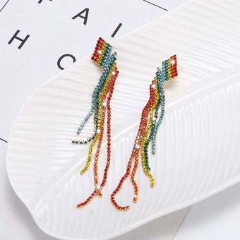 Fashion Rainbow Crystal Ribbon Pendientes Femeninos Bijoux 