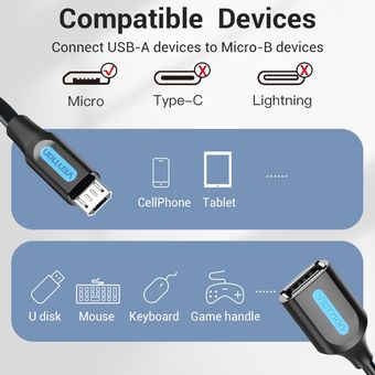 Vención de la Micro USB OTG Cable Micro USB a USB adaptador para Tablet teclado de ratón Samsung Xiaomi teléfono Android USB 2,0 Cable OTG #VAS-A09-B010 