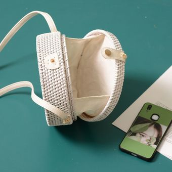 bolso Vintage hecho a mano de ratán blanco bolsos de estrellas flore XYX 