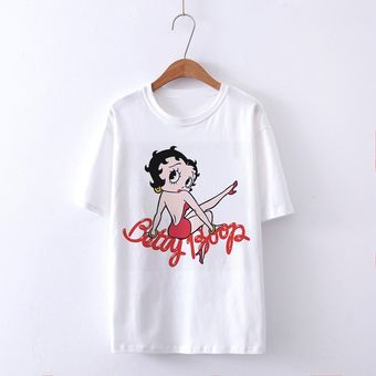 verano moda Casual mujer camiseta Harajuku divertida Betty BOOP impreso camiseta Vintage estét HON 