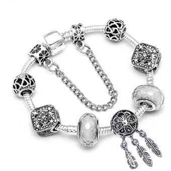 Buipoey Árbol De La Vida Plateada Pulsera De Encanto Para La Buipoey Árbol De La Vida Plateada Pulsera De Encanto Para La