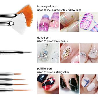 Kit Set 7 Pinceles Para Decoracion De Uñas - Nail Art