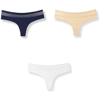 COMSOFT Ropa Interior de algodón Tangas para Mujer Bragas de Bikini elásticas Suaves Calzoncillos con Espalda en T de Cintura Baja 6 Paquetes 