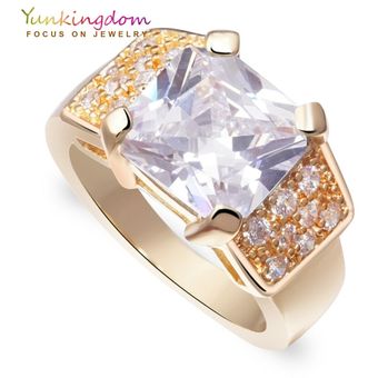 Sra Yunkingdom Cz Anillo De Bodas Crystal Ring Plaza Fiesta 