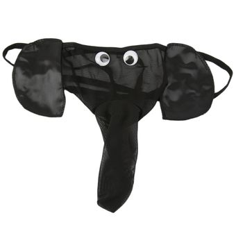 Los hombres de la ropa interior tanga T-back Tangas Ropa interior elefante Pantalones Breves Bottom-negro 