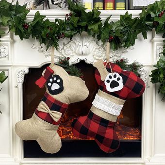 decoración de Navidad colgando regalo Árbol de navidad bolsa calcetín de hueso bolsa de regalo 
