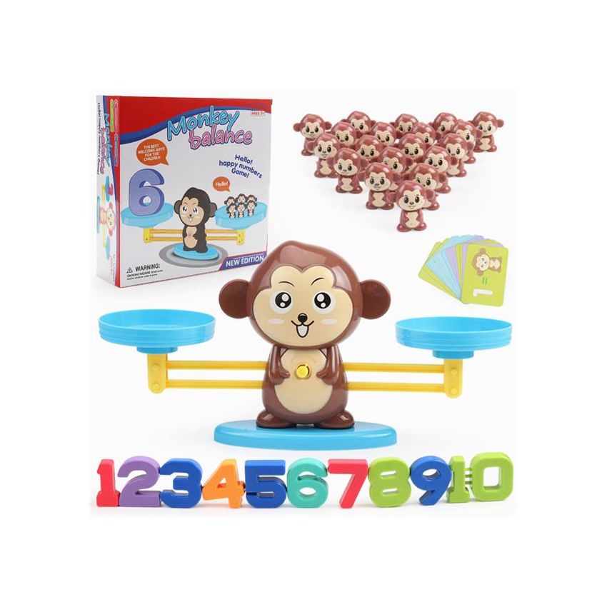 Delicacydex Balance Monkey Enlightenment Suma y resta Digital Escalas matemáticas Juegos de Mesa Juguete para niños Marrón 