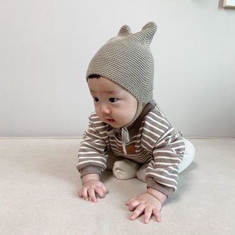 Gorro bonito para bebé,sombrero de punto abrigado #beige 