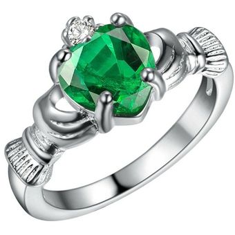 Creative Crystal Ring White Fire Opal Irlanda Cradag Ring Sz 