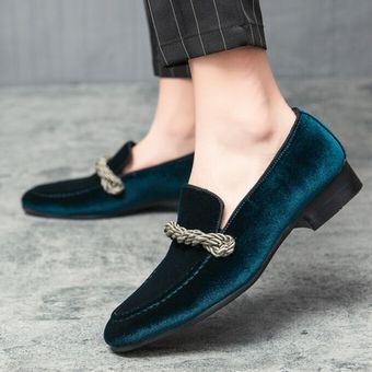 Borla Zapatos formales para hombre Mocasines de ocio Vestido de fiesta de cuero de gamuza de gama alta Calzado Azul 