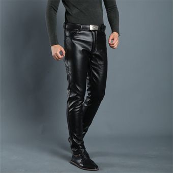Pantalones de cuero sintético para hombre  pantalón informal  ligero.. 