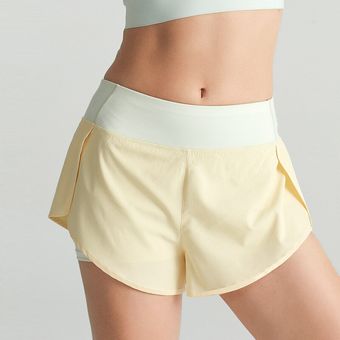 Pantalones cortos para correr para mujer,Shorts deportivos holgados de secado rápido para gimnasio,transpirables para Yoga #DK07 yellow 