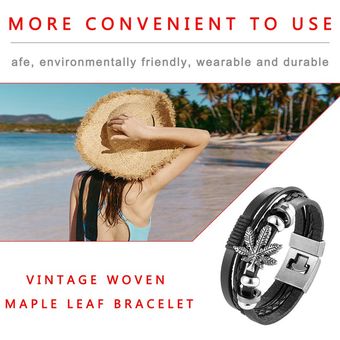 Maple Leaf tejida pulsera de la vendimia versátil y pulsera de moda 