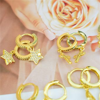 Joyería Color Color Cz Zircon Cross Scratch Pendientes Aaa 