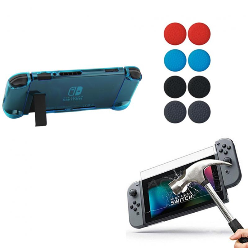 Nintendo Switch Funda Acrílico + Mica + Grips - Azul