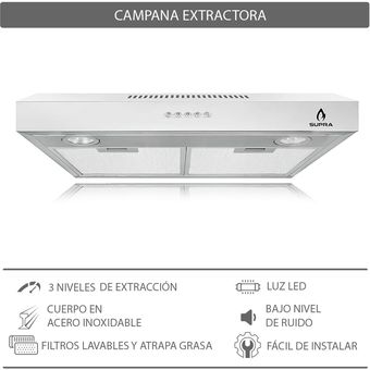 Campana extractora BREZZA 60-A de acero inoxidable