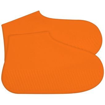 Adulto Anti-Slip cubiertas para la lluvia zapato suave silicona impermeable Overshoes Boot naranja 