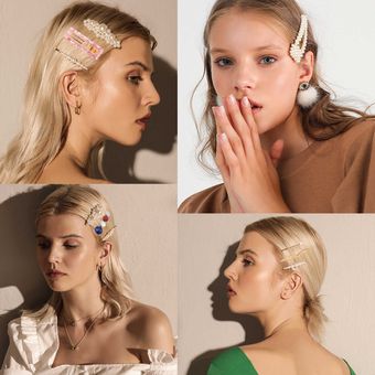 Pasadores acrílicos accesorios para el cabello con Clip de perla para el cabello horquillas geométricas de moda para mujer Sets 21 